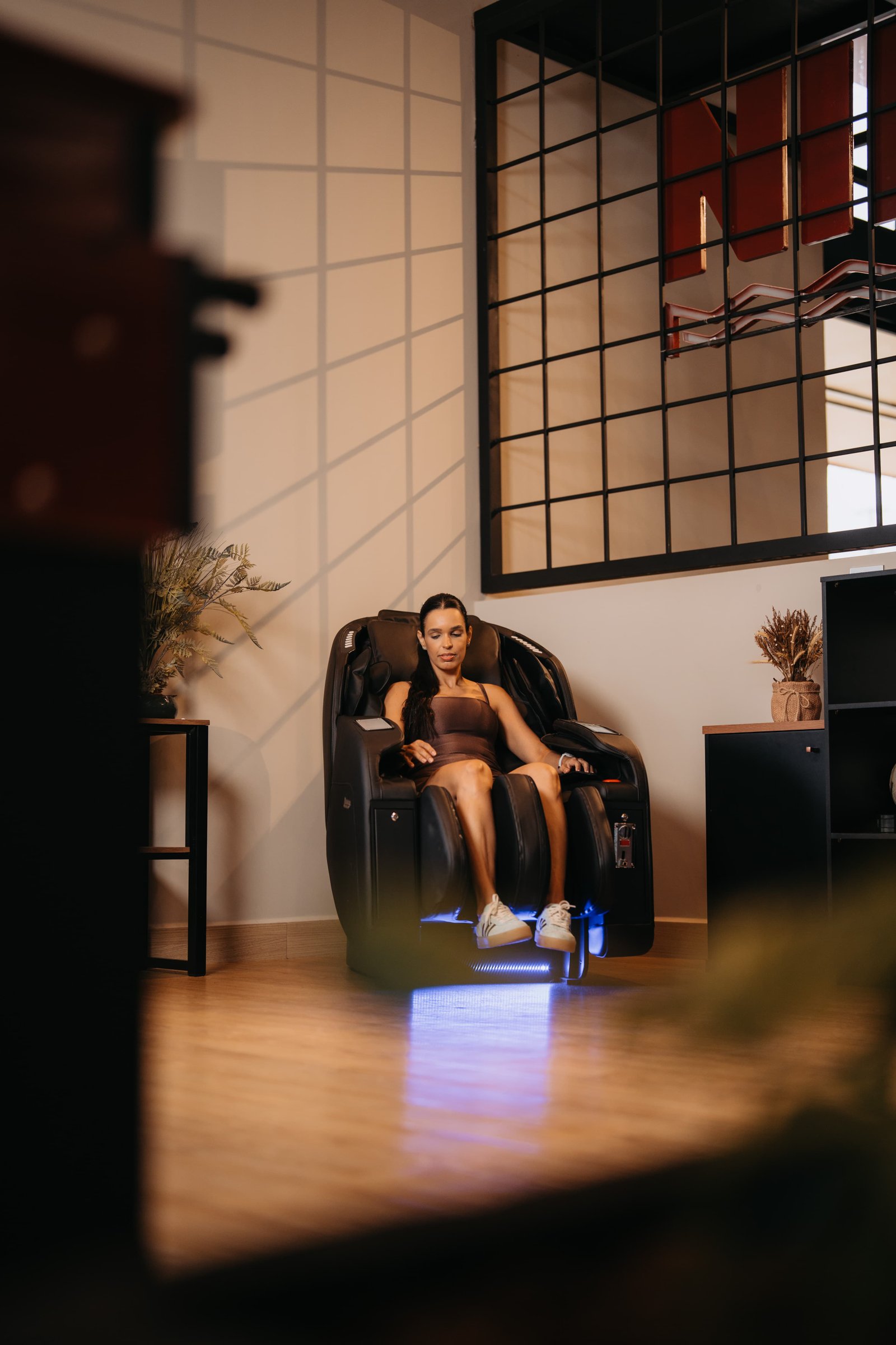 Espaço Refúgio da Monin: poltrona de massagem em ambiente reservado, exclusivo para alunos Club+